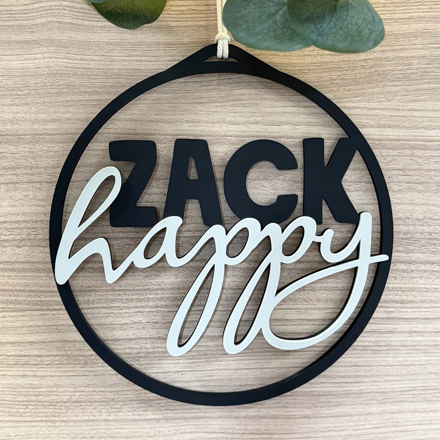 Wandbild "Zack Happy" 3D Druck Schriftzug Ø23cm für Wohnwagen, Wohnmobil, Camper-Van.