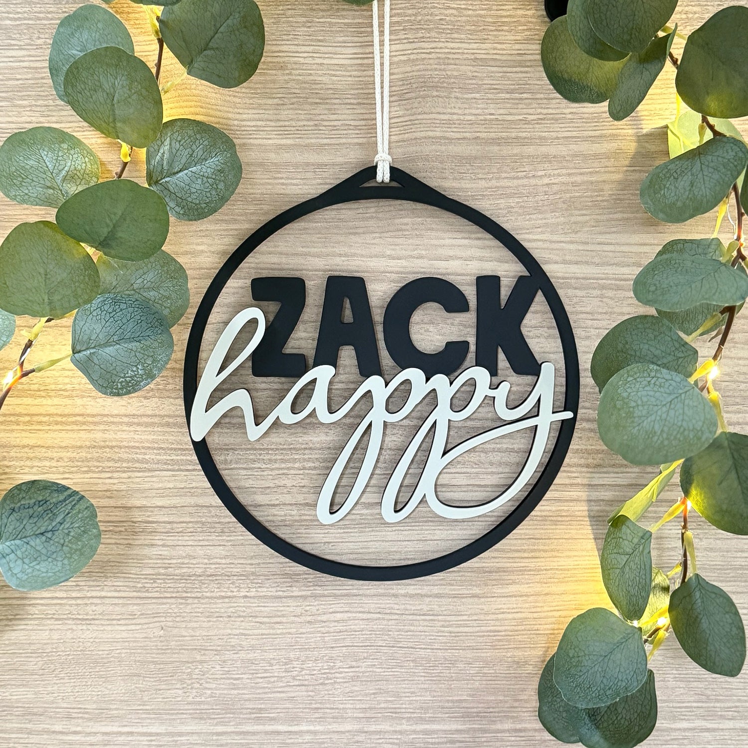 Wandbild "Zack Happy" 3D Druck Schriftzug Ø23cm für Wohnwagen, Wohnmobil, Camper-Van.