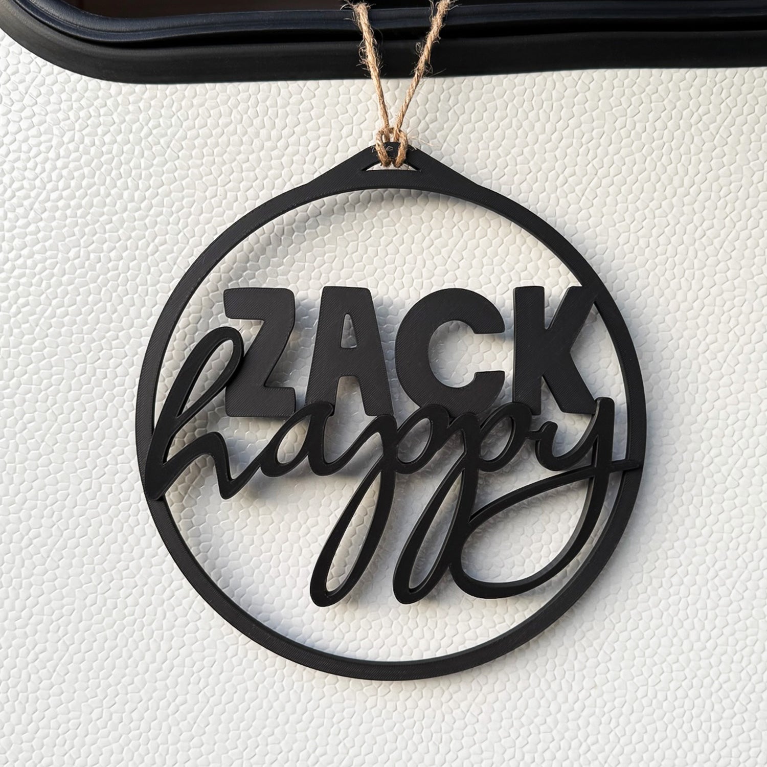 Wandbild "Zack Happy" 3D Druck Schriftzug Ø23cm für Wohnwagen, Wohnmobil, Camper-Van.